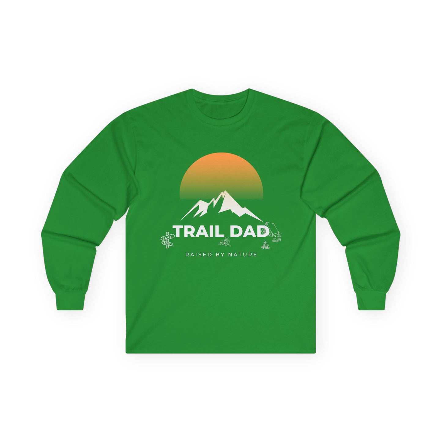 Trail Dad Long Sleeve Tee — Sunset Mountain Hiking Shirt