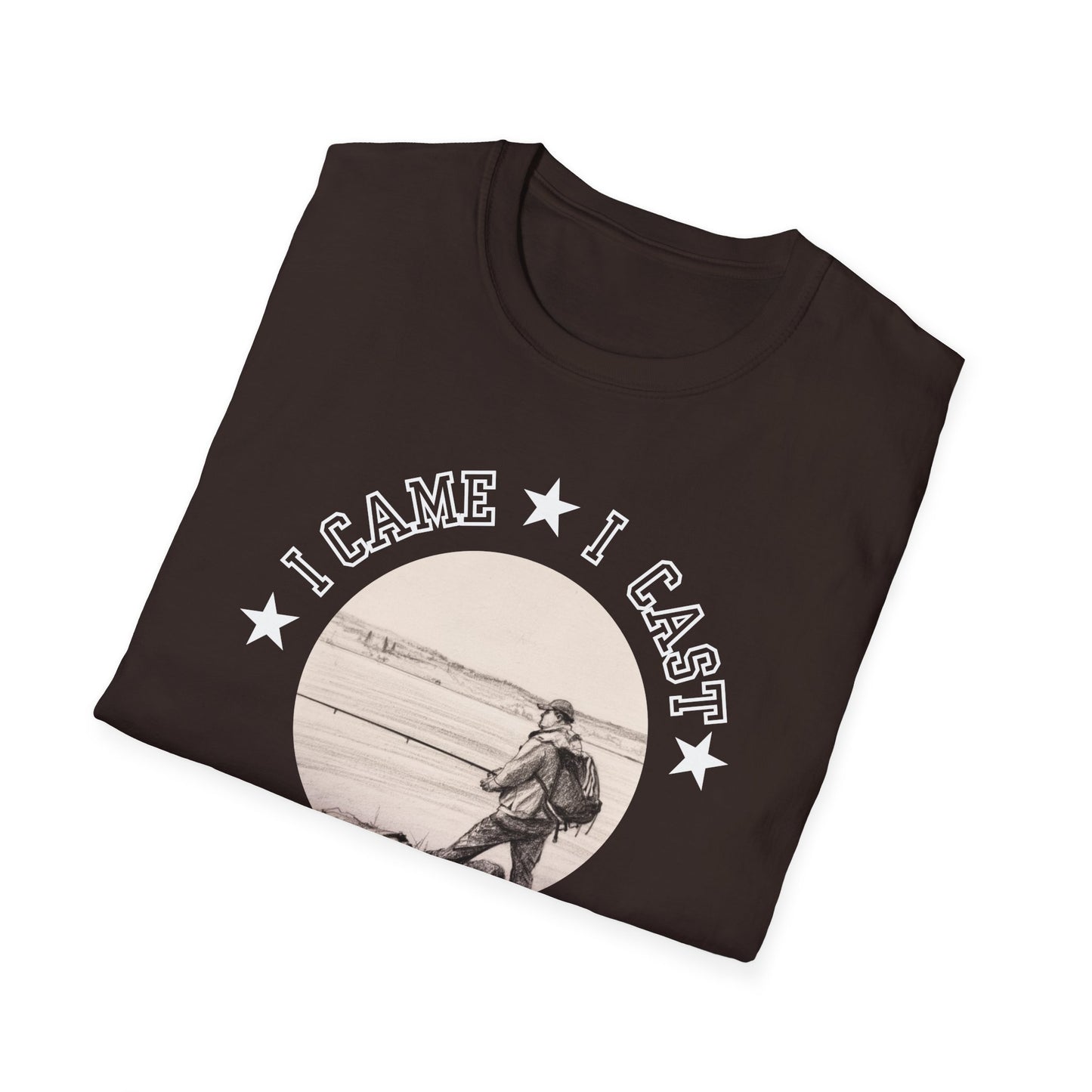Fishing T-Shirt — "I Came, I Cast, I Conquered" Vintage Angler Tee