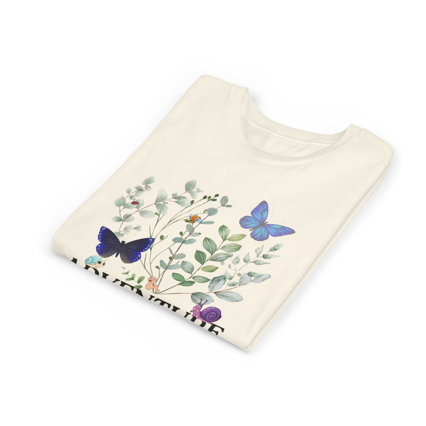 Youth Tee - "Adventure Awaits" Butterfly & Foliage Graphic