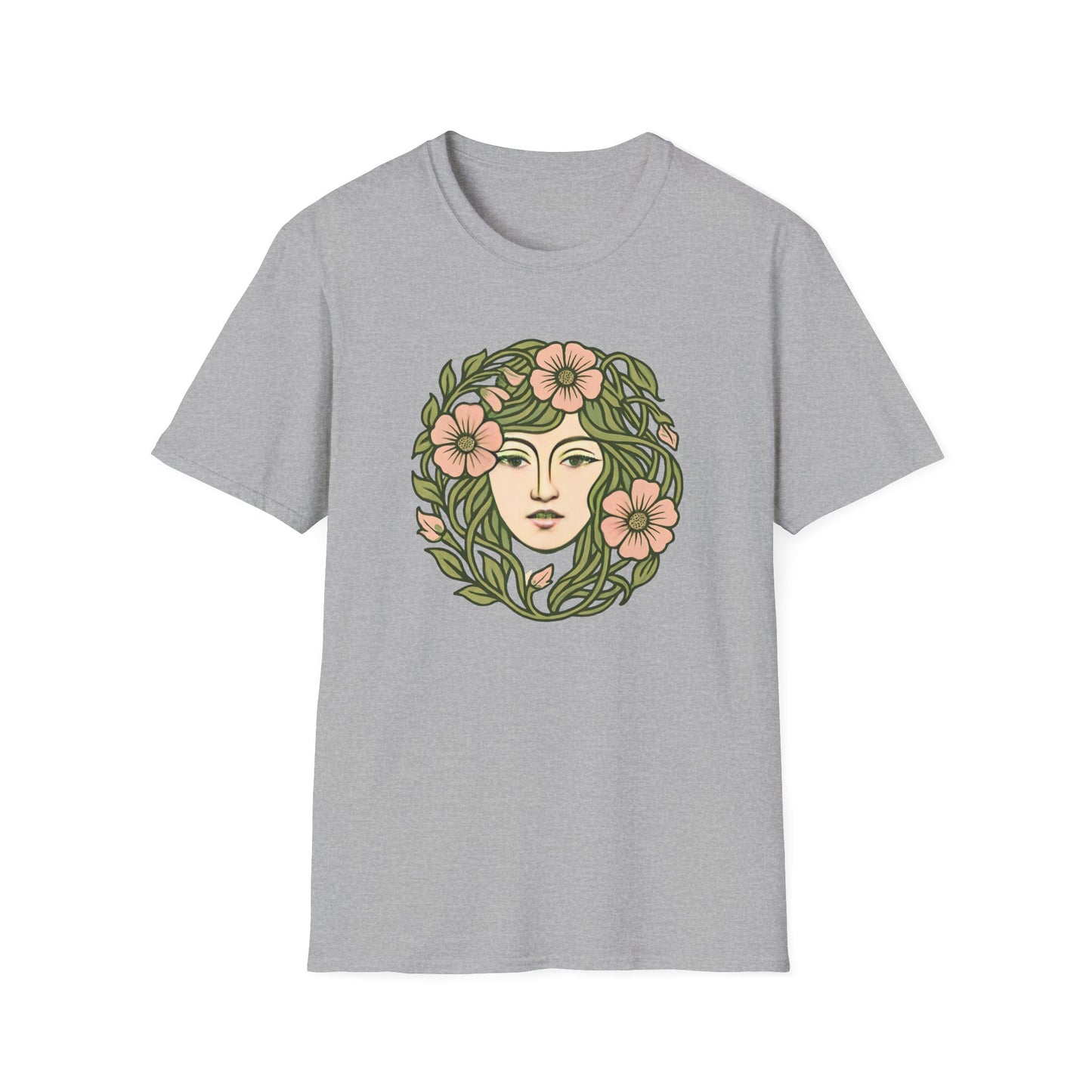 Floral Crown Portrait T-Shirt - Botanical Art Tee