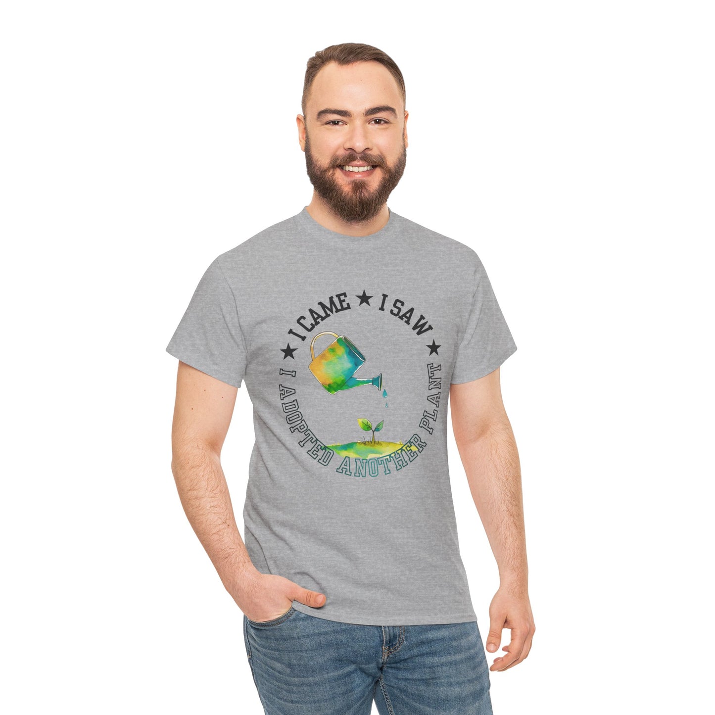 Gardening Tee — "I Came, I Saw, I Adopted another plant" Watercolor Kettle Plant Shirt