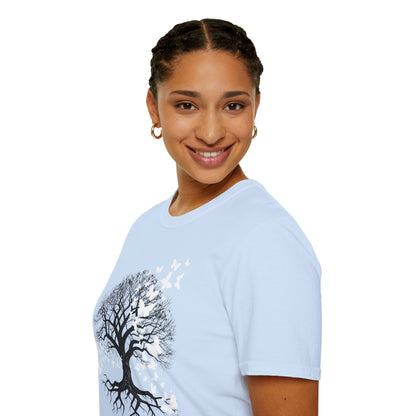 Butterfly Tree Graphic T‑Shirt — Nature Dreamscape Tee