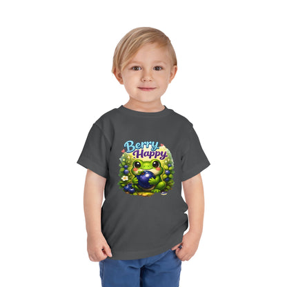 Berry Happy Frog Toddler Tee — Cute Blueberry Frog Kids T-Shirt