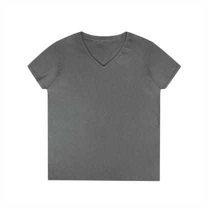 Ladies' V-Neck T-Shirt — Moonlit Lake Forest Graphic Tee