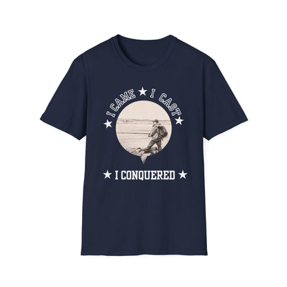 Fishing T-Shirt — "I Came, I Cast, I Conquered" Vintage Angler Tee