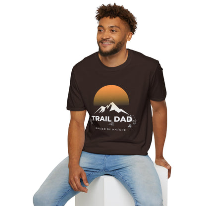 Trail Dad T-Shirt — Mountain Sunrise Hiking Tee for Outdoor Dads