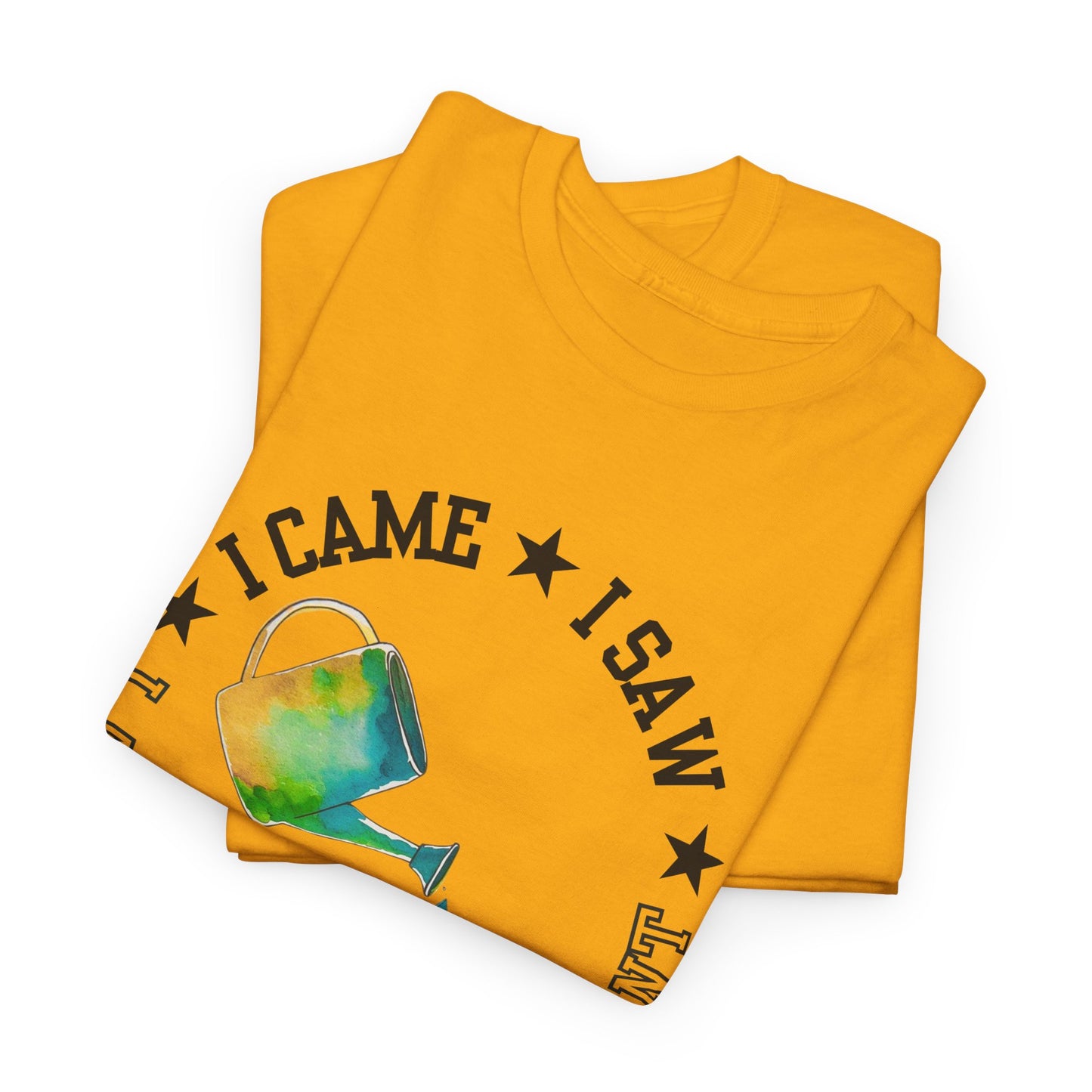 Gardening Tee — "I Came, I Saw, I Adopted another plant" Watercolor Kettle Plant Shirt