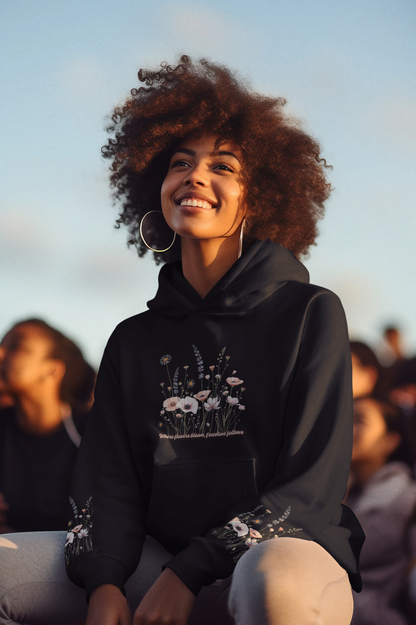 Floral Meadow Hoodie — Soft Pastel Wildflower Garden Pullover